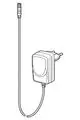 Weißes Netzteil mit zwei Steckstiften und einem Kabel. Es handelt sich um ein Produkt von HANSA, geeignet zur Stromversorgung kleinerer Geräte.